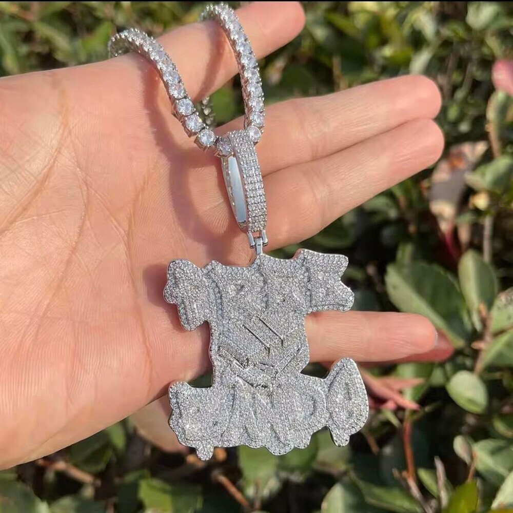 Free Bands Pendant with 22 Inch tennis Chain silver